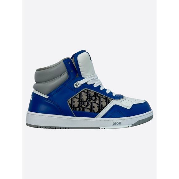 Dior Blue & Beige Oblique B27 High Top Sneakers - Picture 1 of 8